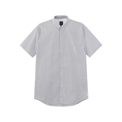 阿玛尼男士修身通体徽标短袖衬衫