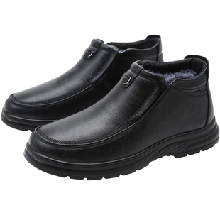 老人棉鞋男款加绒加厚男士冬天保暖鞋轻便防滑老年人爸爸冬季鞋子