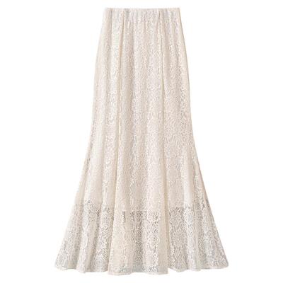 法式蕾丝刺绣鱼尾半身裙女夏季2026新款高腰弹力垂感镂空包臀长裙