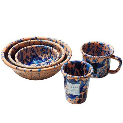 土耳其Bornn进口手工泼墨碗搪瓷盘子沙拉盘 家用托盘珐琅碗碟餐具