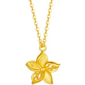 周六福5G黄金项链女计价足金花朵链坠送女友七夕礼物官方旗舰店