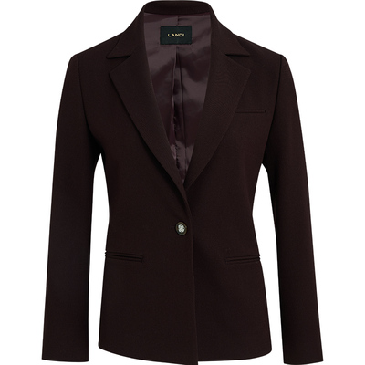 LANDI含绵羊毛一粒扣平驳领上衣