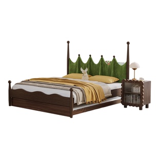 喜力美儿童床中古风复古男孩女孩床青少年软包实木床双人床1米5