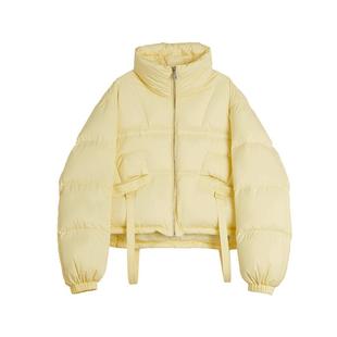 ELLE90白鸭绒黄色短款立领羽绒服女2025冬装新款加厚保暖小众外套