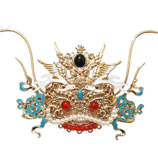 大无汉风【醒狮龙】原创古风喜庆明制国风汉服头饰红新年发饰全套