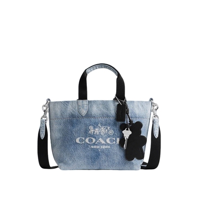 COACH/蔻驰官方 奥莱款女士丹宁牛仔TOUR单肩斜挎包迷你托特CEB33