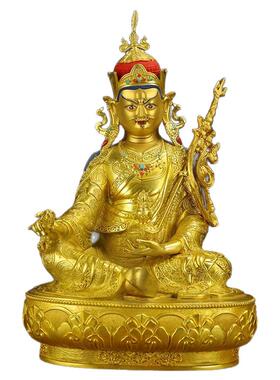 密宗莲花生大士纯铜鎏金佛像5寸7寸10寸15寸莲师铜佛像摆件