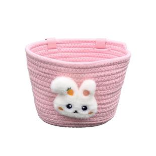 Tooquv童车车篮儿童自行车彩点卡通车筐编织前筐玩偶车篮子车篓