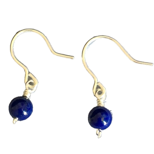 精选天然青金石小耳坠耳钉足银s999纯银耳钩蓝色耳环养耳防过敏女