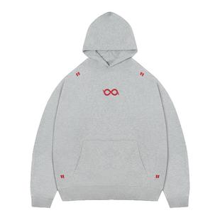 BIPOLAR 绣花无限环连帽卫衣美式重磅套头帽衫国潮牌男女同款情侣