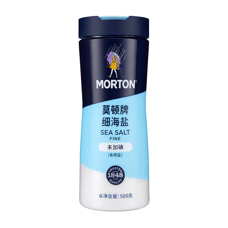 中盐 莫顿细海盐 未加碘500g*1罐 食用盐无碘海盐罐装细盐