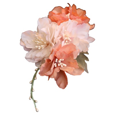 汉服后压女款头饰绢花粉色国风