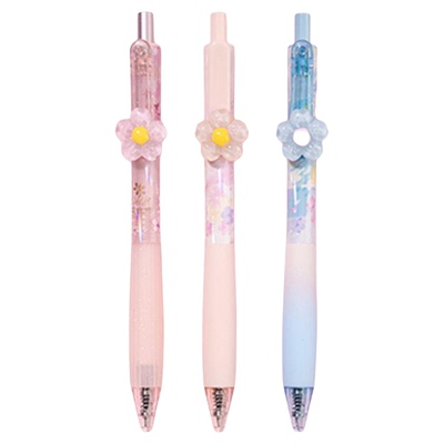 晨光 出发光樱号2 发夹按动中性笔0.5黑色668全针管超软胶套可拆卸小花朵笔夹樱花中小学生书写K9301文具