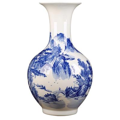 景德镇陶瓷花瓶大号青花瓷仿古瓷器摆件博古架客厅插花家居装饰品