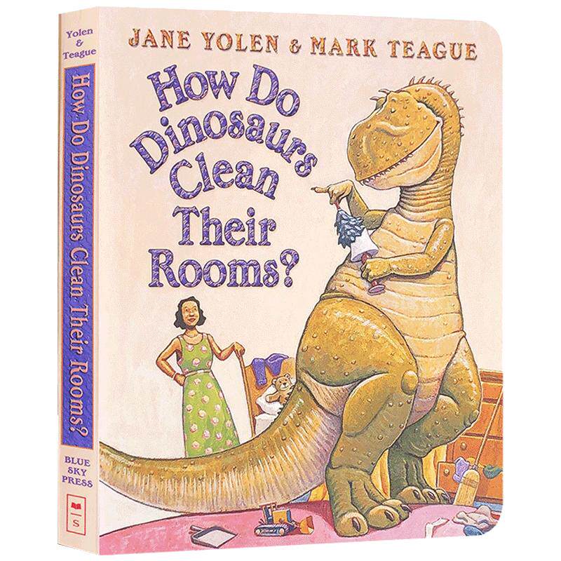 英文原版绘本 家有恐龙系列How Do Dinosaurs Clean Their Room恐龙是怎样整理他的房间的 儿童启蒙图画故事纸板书 Scholastic学乐