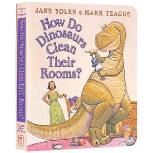 英文原版绘本 家有恐龙系列How Do Dinosaurs Clean Their Room恐龙是怎样整理他的房间的 儿童启蒙图画故事纸板书 Scholastic学乐