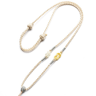 原创手工吊坠挂绳四股编新中式玉石翡翠配绳无事牌单耳挂绳女新款