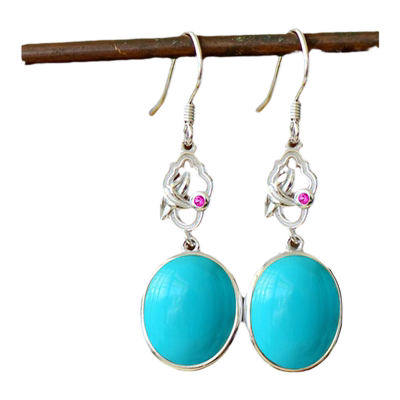 S925纯银女款DIY镶嵌耳坠空托