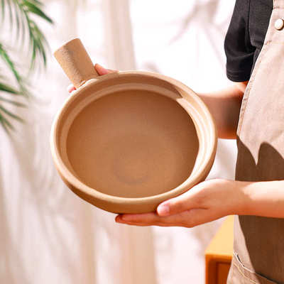 老式无釉陶瓷单把砂锅煲仔饭专用锅家用耐高温干烧不裂小号土沙锅