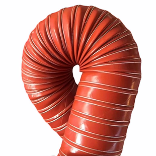 红色耐高温风管耐300度硅胶硫化管耐高温软管钢丝管热风排烟管道