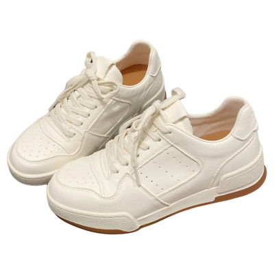 真皮百搭系带圆头休闲板鞋小白鞋