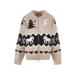 范洛Fano 暖暖冬日双层中空提花工艺独家费尔岛图案厚实重工毛衣