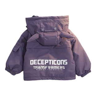 2025新款中小童冬季二棉外套男童冬装加绒卡通连帽上衣冲锋衣时髦