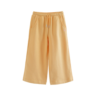 ILOVEJ童装2025冬季新款女童黄色运动裤宽松加绒休闲裤子/JWWPT03