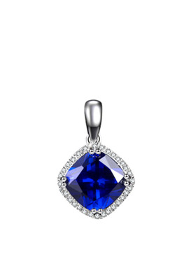 蓝宝石吊坠女欧美纯银镀18k金彩宝项坠时尚彩色宝石首饰潮人礼物