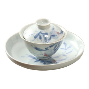 手绘壶承陶瓷釉下彩仿古寿桃果盘精致干泡台茶点点心盘单个养壶盘