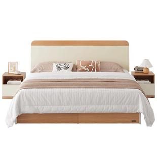 全友家居原木奶油风落地储物床1米5小户型卧室1米8双人床2025新款