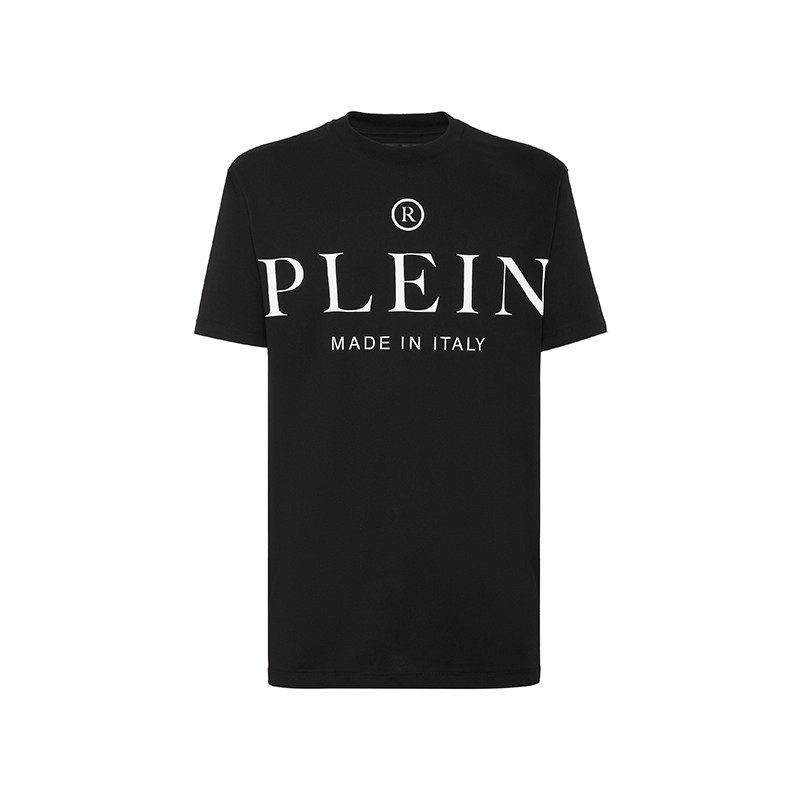 PHILIPP PLEIN 男女同款圆领简约宽松短袖上衣黑色T恤