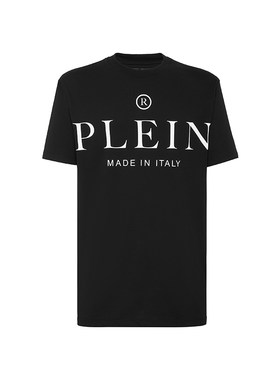 【】PHILIPP PLEIN 男女同款圆领简约宽松短袖上衣黑色T恤
