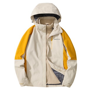 稻草人2026新款冲锋衣男女两件套三合一防风可拆卸内胆外套厚款潮