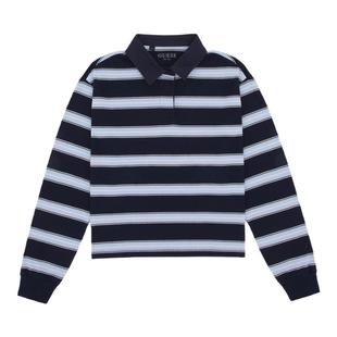 GUESS女士学院风小众复古条纹纯棉长袖卫衣-MO3K1415