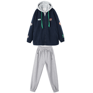 初中学生羊羔毛外套加厚2025冬装毛呢连帽高中生少女棉服加厚棉衣