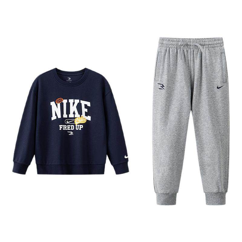 NIKE 3BRAND童装2026春新款男女童套装运动2件套儿童卫衣卫裤童装