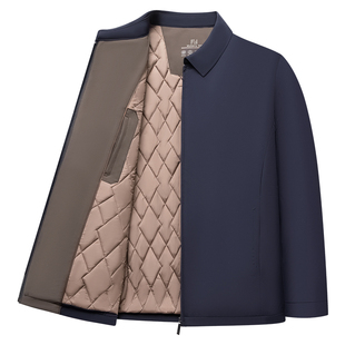 [桑蚕丝填充]梦特娇男士棉衣冬款翻领商务夹克保暖棉服夹棉外套C