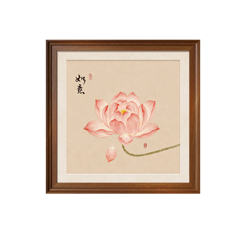 【宋氏美学】荷花图实木框挂画