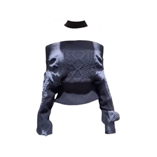 大码麻花围脖一字肩毛衣女款2026新款秋冬季宽松慵懒打底针织上衣