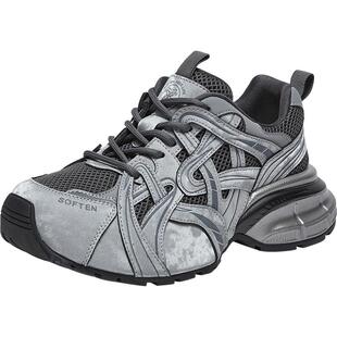 百思图2026春季新款网面透气厚底老爹鞋运动鞋女休闲鞋D6018AM6