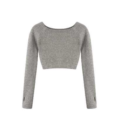 儿童舞蹈毛衣一字领外套