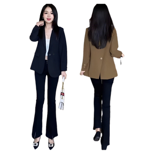 松弛廓形西装外套女新款休闲气质复古风小个子女士职装小西服开衫