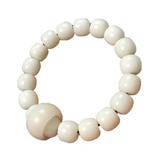 精工平口天然白玉菩提根老型桶珠单圈手串11x12老型桶佛珠