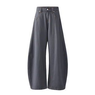 众尼美式复古宽松阔腿牛仔裤男高级感垂感镰刀裤香蕉裤弯拖地长裤