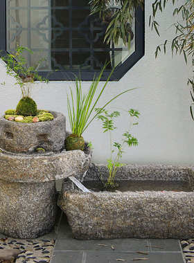 新中式假山流水喷泉摆件庭院招财阳台循环养鱼池景观花园送礼装饰