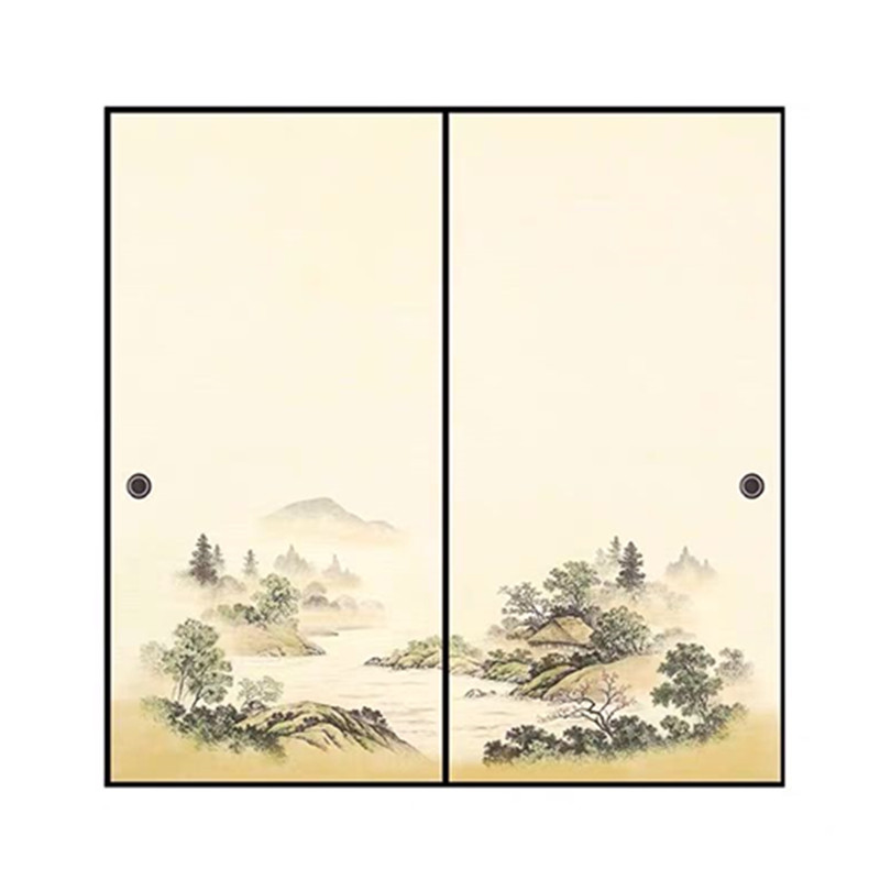 北木山水画优质进口纸布彩绘门