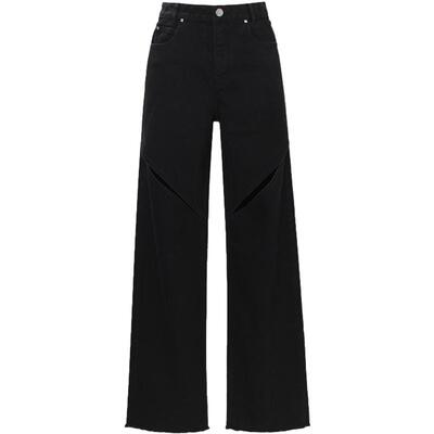 CALVINLUO 斜向破洞直筒牛仔裤 24新品 棕/黑色