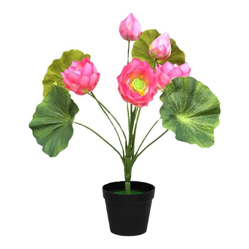 仿真荷花叶莲蓬供佛客厅摆放假花