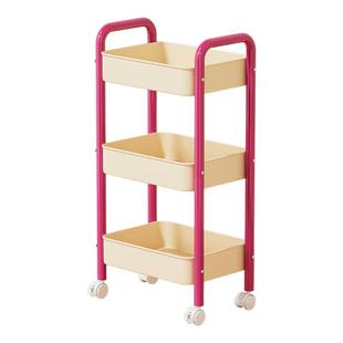 书架落地置物架多层碳钢可移动小推车零食杂物桌面旁阅读收纳书柜
